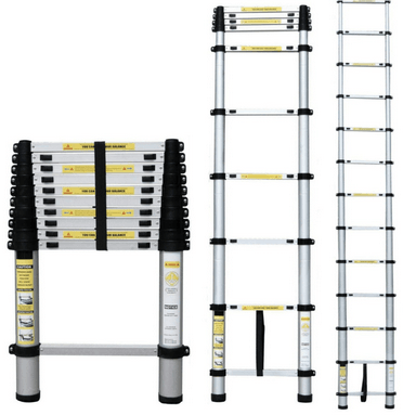 ESCALERA WORKTOOLS TELESCOPICA EXTENSIBLE ALUMINIO 3METROS 80CM MAX 150KG 13 PASOS