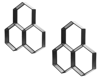 PACK 2 MOLDE HEX 36X36CM PISO CEMENTO PLANTILLAS NEGRO