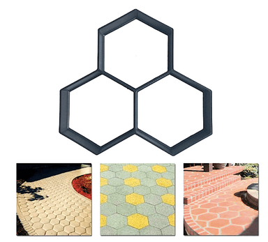 PACK 2 MOLDE HEX 36X36CM PISO CEMENTO PLANTILLAS NEGRO - 2
