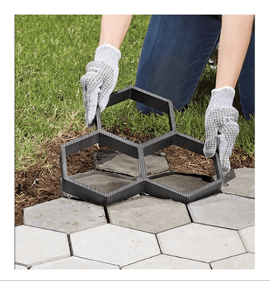 PACK 2 MOLDE HEX 36X36CM PISO CEMENTO PLANTILLAS NEGRO - 4