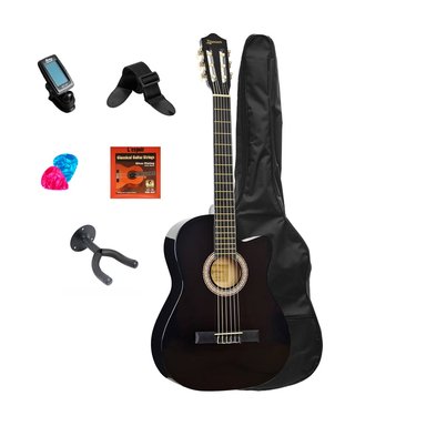 PACK GUITARRA ACUSTICA NEGRA DJERSEN