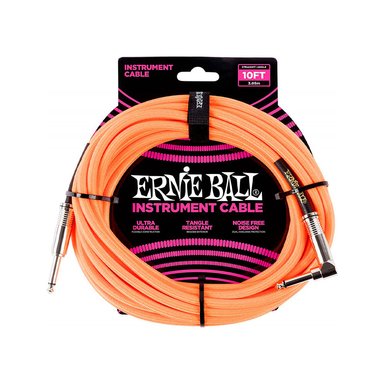 CABLE ERNIE BALL ANARANJADO DE 3.05 MTRS PARA GUITARRA - 6084