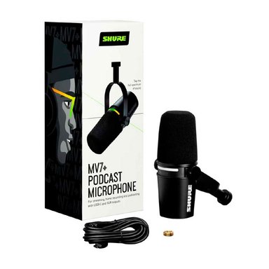 MICRÓFONO PARA PODCAST DINAMICO SHURE NEGRO MV7+