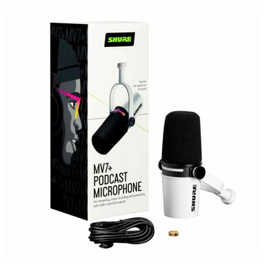 MICRÓFONO PARA PODCAST DINAMICO SHURE BLANCO MV7+