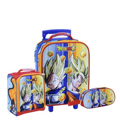SET MOCHILA SCOOL DRAGON BALL OFICIO PREMIUM MALETA LONCHERA CARTUCHERA 3PZA NARANJA