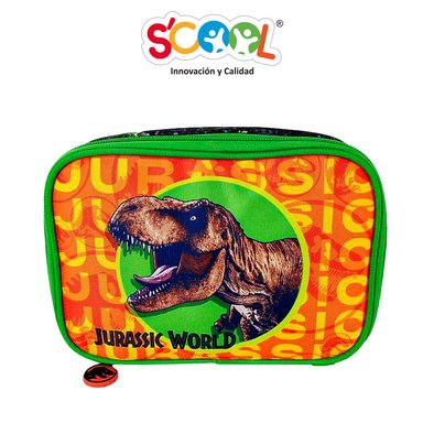 SET MOCHILA SCOOL JURASSIC PARK DINOSAURIOS OFICIO MOCHIRUEDAS PREMIUM NARANJA - 6