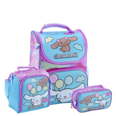 SET MOCHILA SCOOL CINNAMOROLL OFICIO MALETA PICK PREMIUM LONCHERA CARTUCHERA CELESTE CLARO