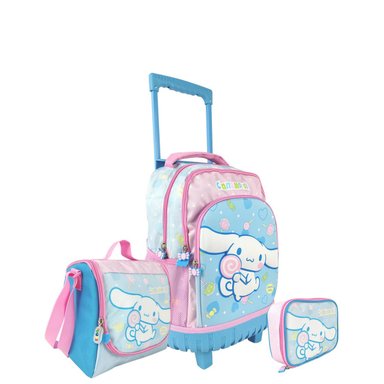 SET MOCHILA SCOOL CINNAMOROLL OFICIO MALETA MOCHIRUEDAS PLUS PREMIUM 3 PZAS ROSADO BEBÉ