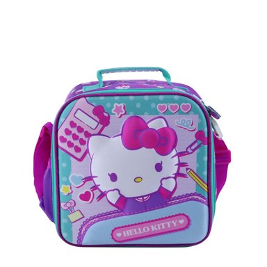 SET MOCHILA SCOOL HELLO KITTY MALETA ESPALDA REFORZADO CARTUCHERA LONCHERA AGUAMARINA - 4
