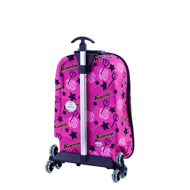 SET MOCHILA SCOOL KUROMI OFICIO MALETA ESCALADORA RUEDAS 3 PIEZAS EVA 3D GUINDA - 3