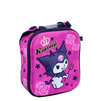 SET MOCHILA SCOOL KUROMI OFICIO MALETA ESCALADORA RUEDAS 3 PIEZAS EVA 3D GUINDA - 5