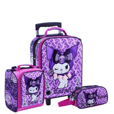 SET MOCHILA SCOOL KUROMI MALETA OFICIO PREMIUM REFORZADO 3 PIEZAS EVA3D MORADO