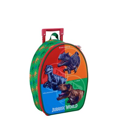 SET MOCHILA SCOOL JURASSIC PARK DINOSAURIOS OFICIO MALETA 3 PIEZAS EVA 3D CELESTE CLARO - 2