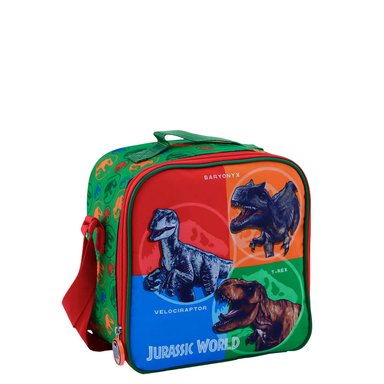 SET MOCHILA SCOOL JURASSIC PARK DINOSAURIOS OFICIO MALETA 3 PIEZAS EVA 3D CELESTE CLARO - 5