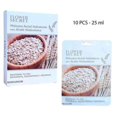 MASCARILLA FACIAL HIDRATANTE CON ACIDO HIALURONICO PACK 10 UNIDADES