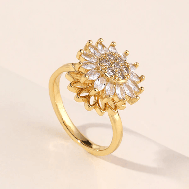 ANILLO GIRASOL ANTIESTRÉS GIRATORIO CON ESTUCHE LED DE LUJO