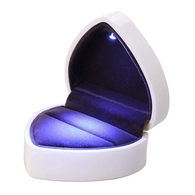 ESTUCHE PARA ANILLOS JOYERÍA PREMIUM BLANCO CON LUZ LED