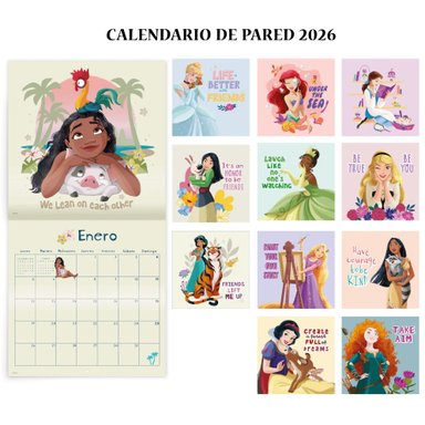 CALENDARIO DE PARED 2026 PRINCESAS – ILUSTRACIONES Y STICKERS DECORATIVOS - 3