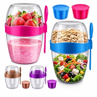 TAPER RECIPIENTE VASO LONCHERA MEZCLADOR PORTATIL ENSALADAS FRUTA YOGURT CEREALES TO GO