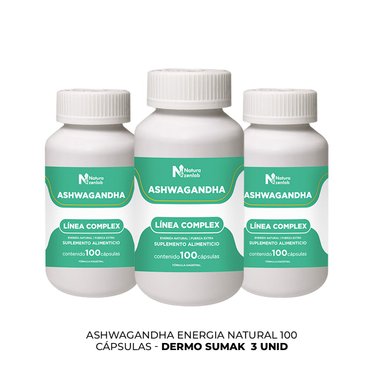 ASHWAGANDHA ENERGIA NATURAL 100 CAPSULAS DERMO SUMAK 3 UND - 3
