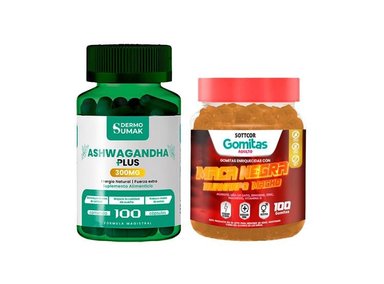 ASHWAGANDHA PLUS 300MG - 100 CAP - DERMO SUMAK|GOMITAS DE MACA NEGRA