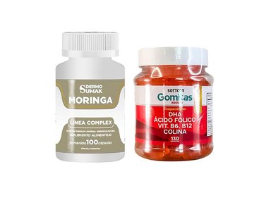 MORINGA COMPLEX 100 CAP - DERMO SUMAK|GOMITAS CON DHA, ÁCIDO FÓLICO, B6 Y B12