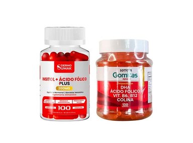 INOSITOL ACIDO FOLICO 200MG - 100 CAP - DERMO SUMAK|GOMITAS CON DHA, ÁCIDO FÓLICO, B6 Y B12