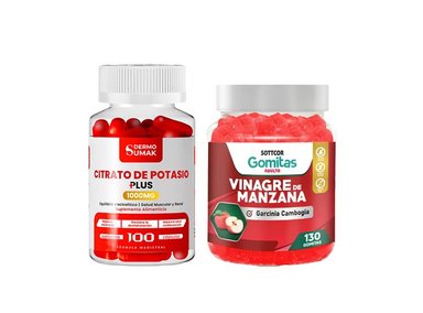 CITRATO DE POTASIO 1000MG -100 CAP - DERMO SUMAK |GOMITAS DE VINAGRE DE MANZANA