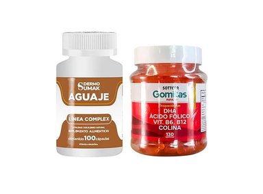 AGUAJE COMPLEX 100 CAP - DERMO SUMAK|GOMITAS DE DHA + ÁCIDO FÓLICO + B6, B12
