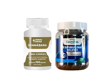 GUANABANA COMPLEX ANTIOXIDANTE NATURAL 100 CAP - DERMO SUMAK|GOMITAS CON ESPIRULINA, SELENIO, ZINC, VIT. A Y E