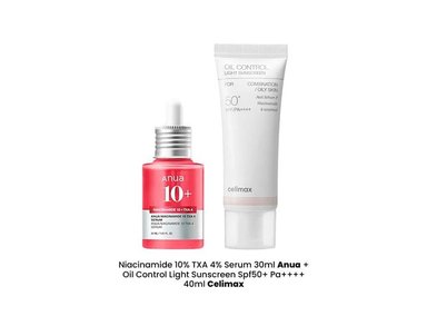 NIACINAMIDE 10% TXA 4% SERUM 30ML ANUA + OIL CONTROL SUNSCREEN SPF50+ - 2