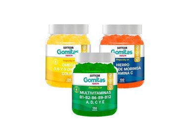 SUPER COMBO GOMITAS OMEGA + MULTIVITAMINAS + HIERRO SOTTCOR ADULTOS