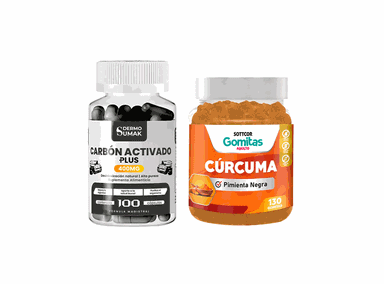 CARBON ACTIVADO PLUS 400MG 100 CAP DERMO SUMAK + GOMITAS DE CÚRCUMA