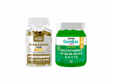 GUANABANA PLUS 350MG 100 CAP + GOMITAS MULTIVITAMINAS ADULTO
