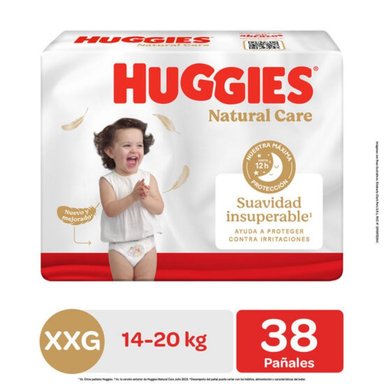 PAÑAL HUGGIES NATURAL CARE XTRACARE TALLA XXG 38 UNID