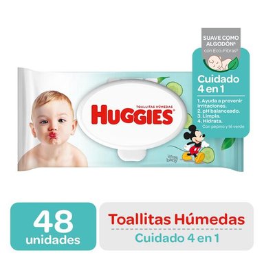 TOALLITAS HÚMEDAS HUGGIES CUIDADO 4 EN 1 - 48 UNID - 1