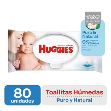 TOALLITAS HÚMEDAS HUGGIES PUROYNATURAL 80 UNID - 1