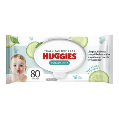 TOALLITAS HÚMEDAS HUGGIES CUIDADO 4 EN 1 - 80 UND - 1