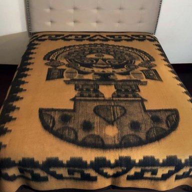 FRAZADA TUMI MARRÓN CON BEIGE 2 PLAZAS