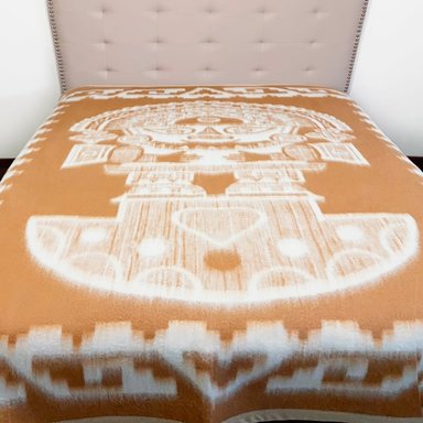 FRAZADA TUMI BEIGE CON BLANCO 1.5 PLAZAS