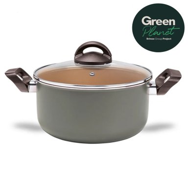 CACEROLA CON TAPA 22CM 3.7L BRINOX NATURALL VERDE GREENPLANET