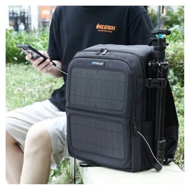 MOCHILA CON PANEL SOLAR PULUZ 5018 FOTOGRAFICA DSLR CAMARA DOBLE USB - 2