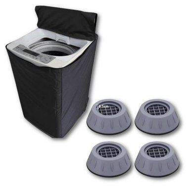 FUNDA LAVADORA LONA COLOR NEGRO 16-22 KG + 4 SOPORTES