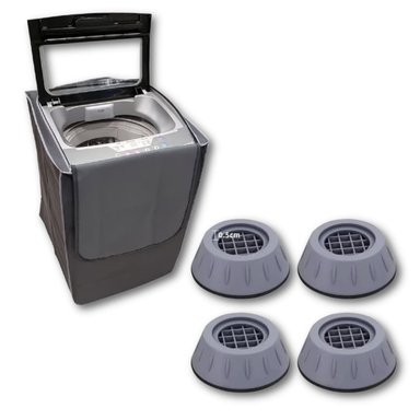 FUNDA LAVADORA LONA COLOR PLOMO16-22 KG + 4 SOPORTES