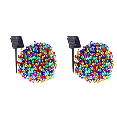 PACK 2 LUCES NAVIDEÑAS CON PANEL SOLAR MULTICOLOR 10 MTRS