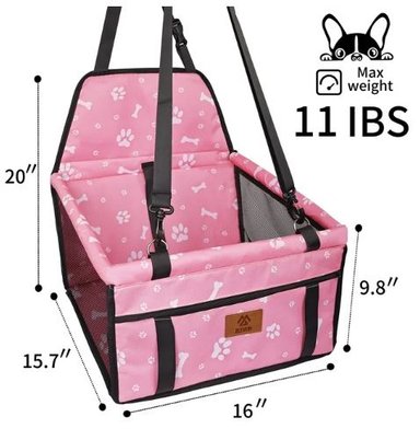 ASIENTO PORTATIL DE VIAJE PARA MASCOTAS ROSA