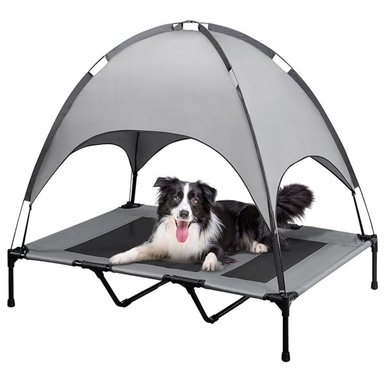CAMA ELEVADA CON CARPA DESCAPOTABLE PARA MASCOTAS