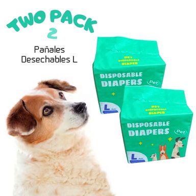 TWO-PACK 02 PAÑALES DESECHABLES PARA MASCOTAS MACHO L