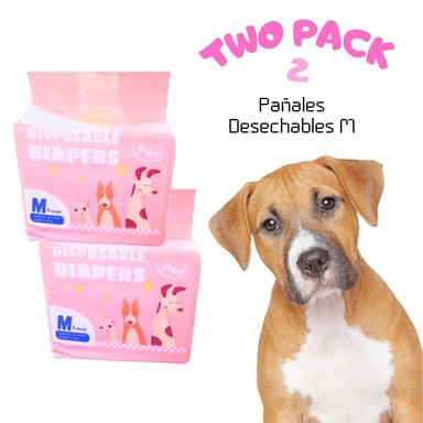 TWO-PACK 02 PAÑALES DESECHABLES PARA MASCOTAS HEMBRA M