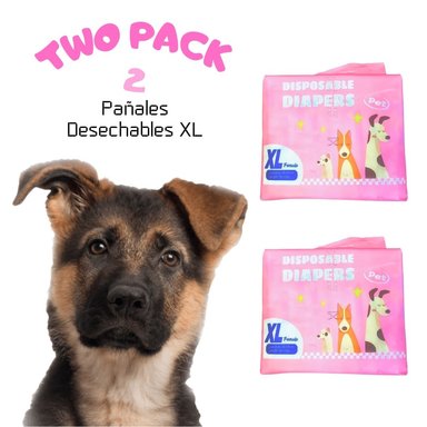 TWO-PACK 02 PAÑALES DESECHABLES PARA MASCOTAS HEMBRA XL